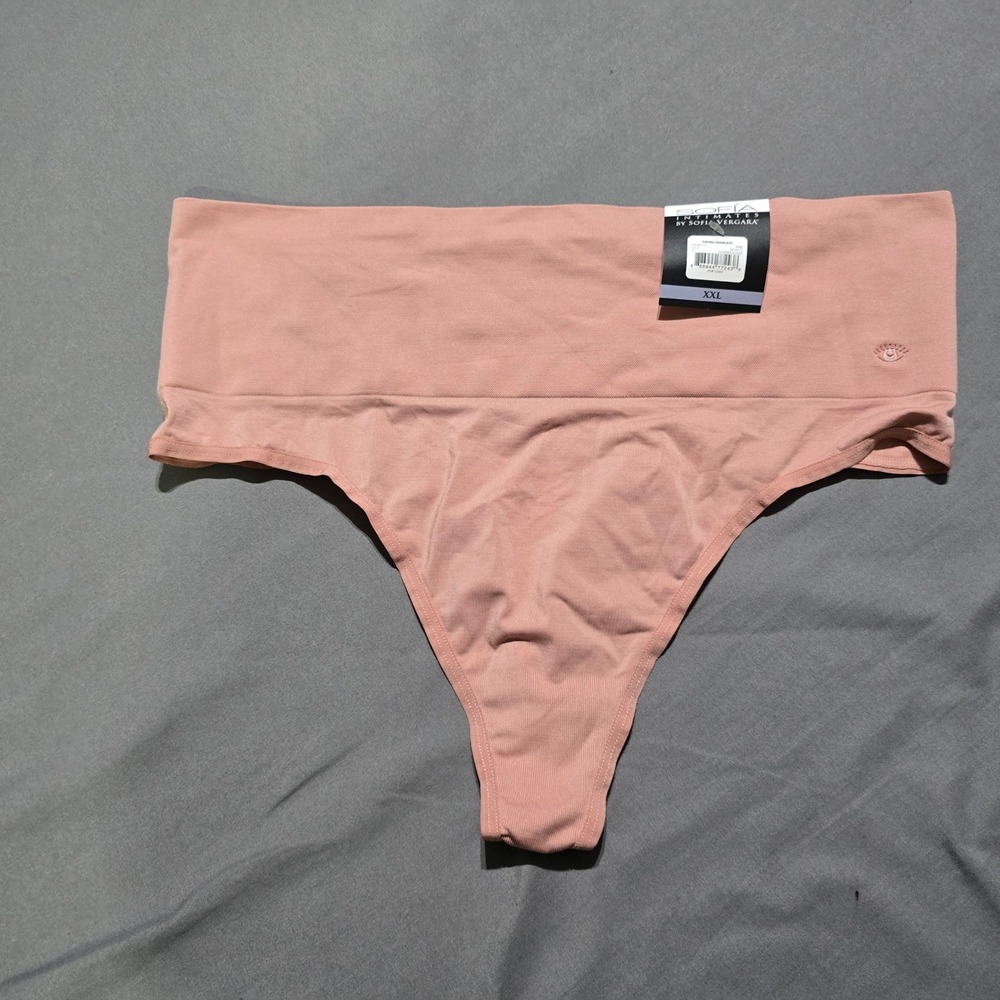 Sofia Intimates Thong Womens XXL Pink Seamless High Waist SV10172